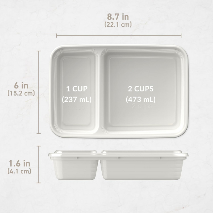 20-delige herbruikbare 2-compartiment voedselcontainers