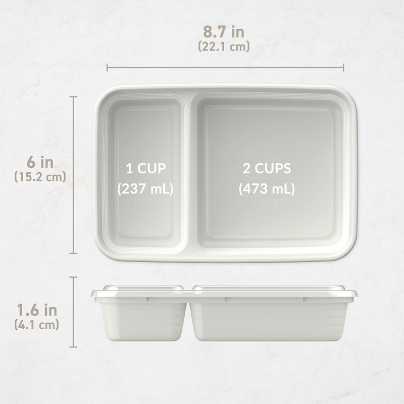 20-delige herbruikbare 2-compartiment voedselcontainers