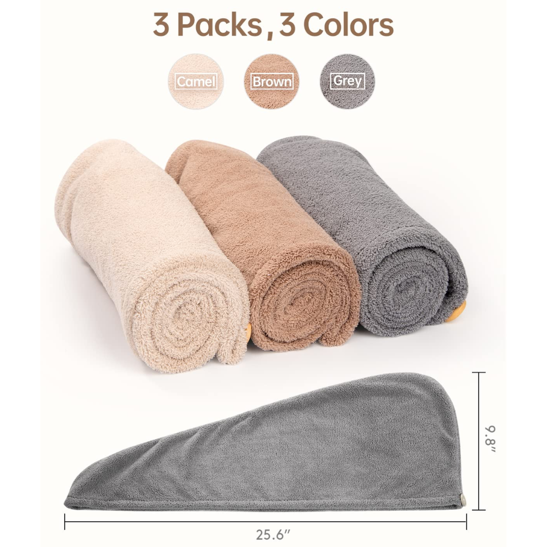 Microfiber Haarhanddoek Wrap – 3 Pack