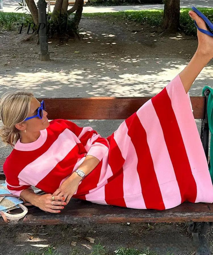 Luchtige Gestreepte Zomerjurk met Losse Pasvorm – Malou