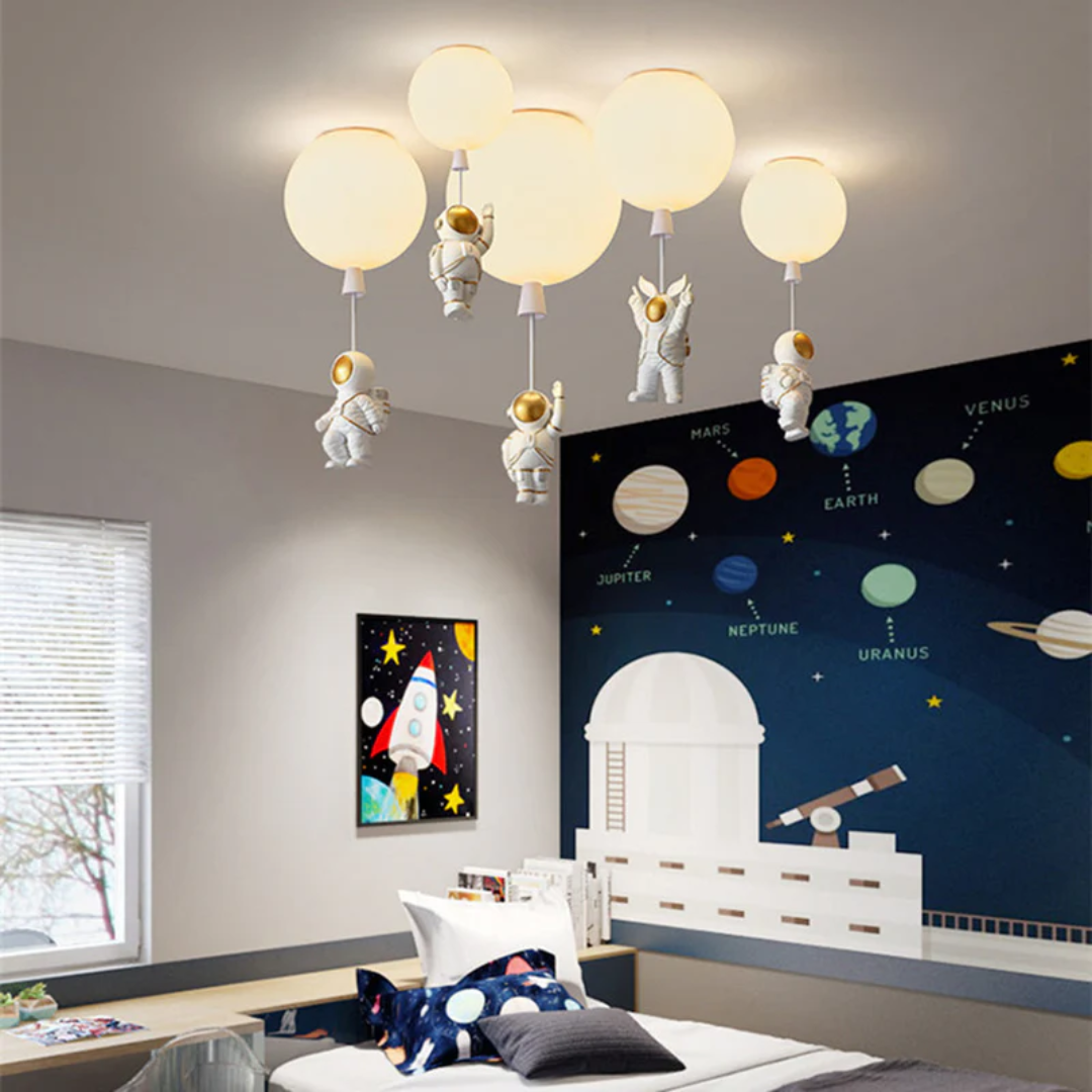 Trendy Maan/Astronaut Kinderkamer LED Plafondlamp -  CosmoGlow