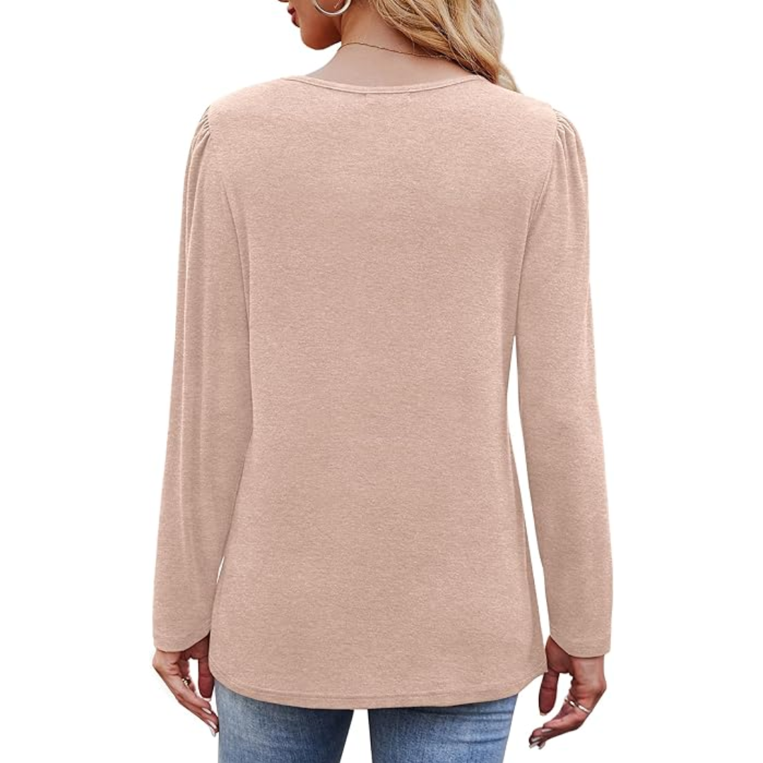 Trendy Plissé Lange Mouwen Tuniek Top - Sarah