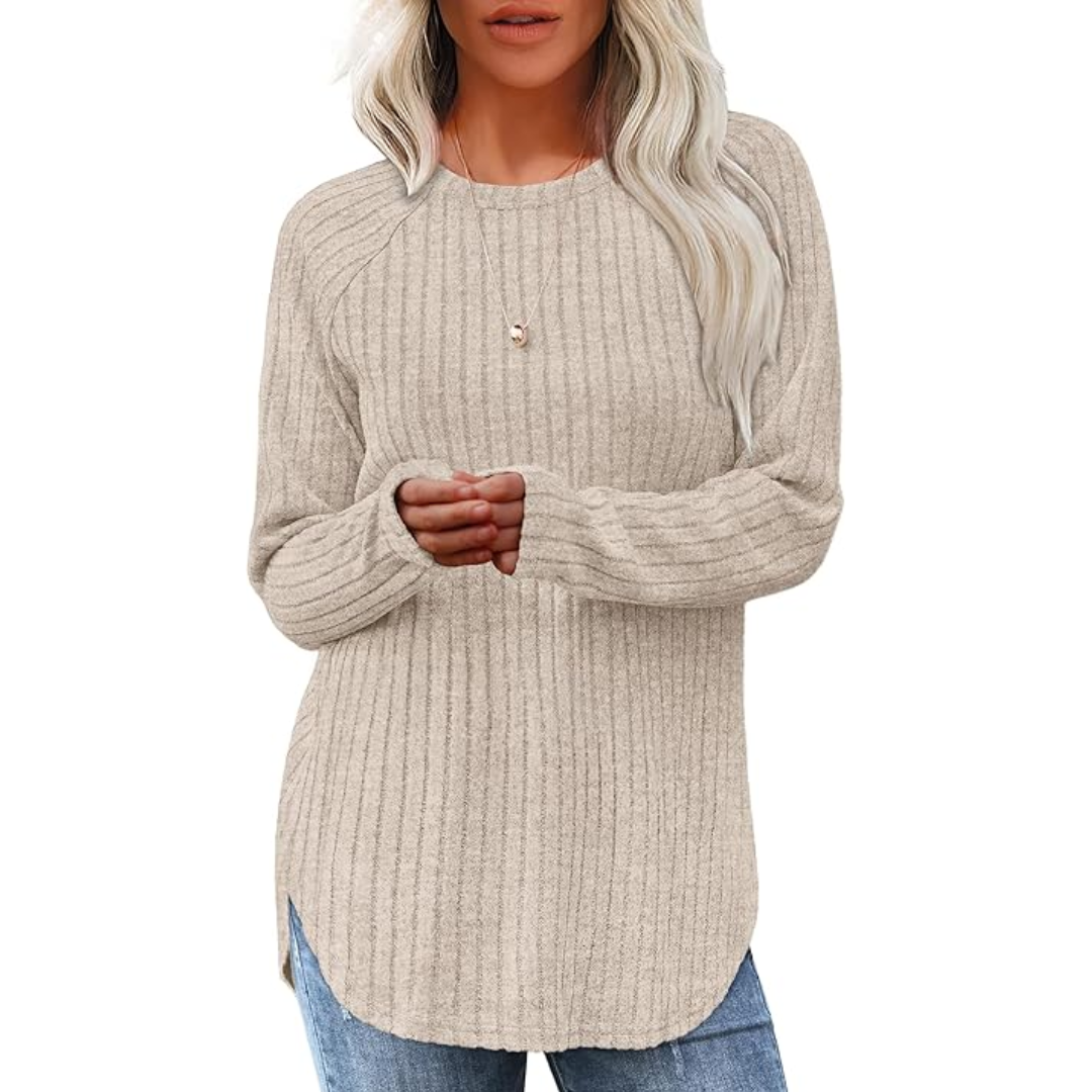 Loose Fit Crew Neck Sweater Tunic - Barbara