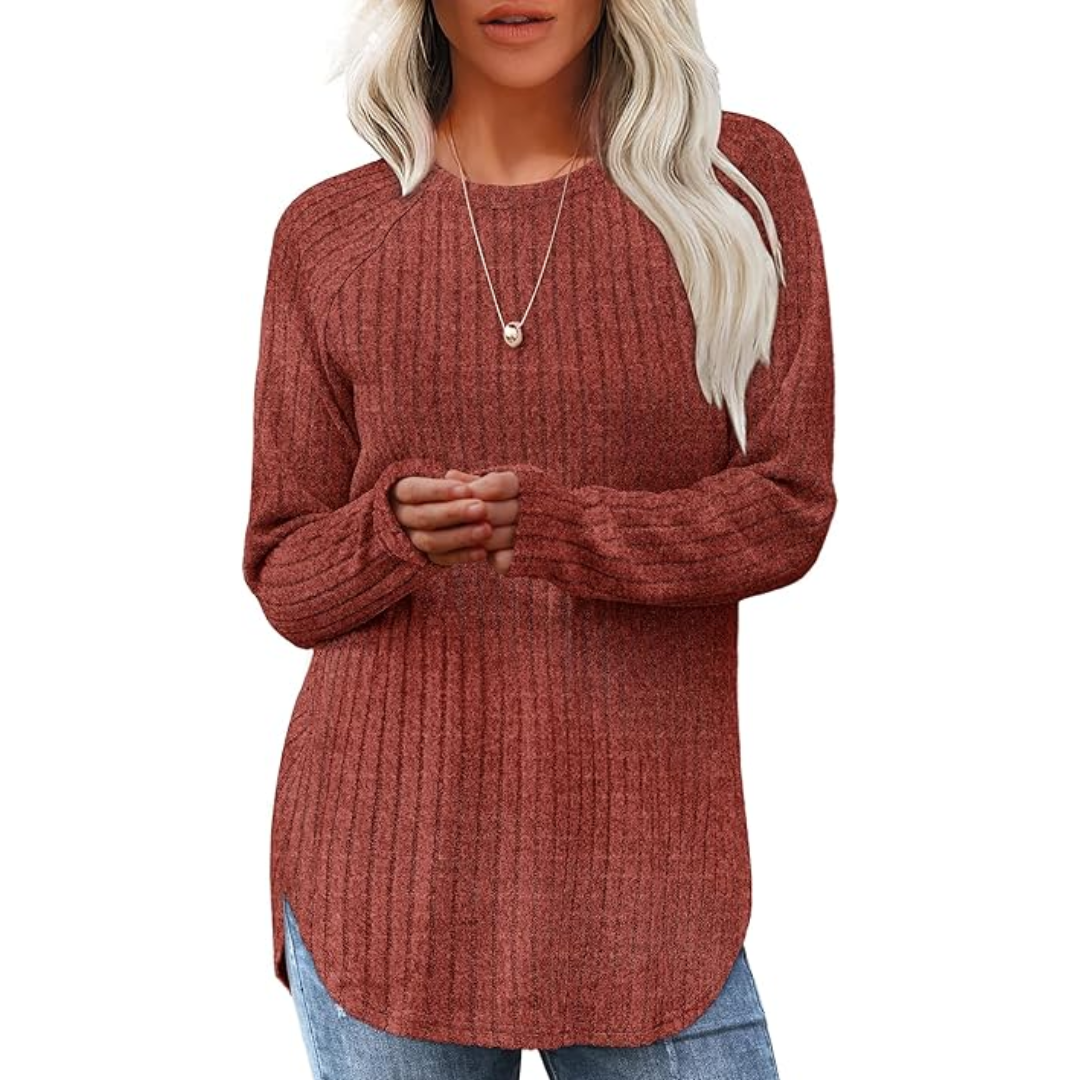 Loose Fit Crew Neck Sweater Tunic - Barbara