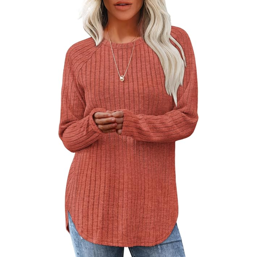 Loose Fit Crew Neck Sweater Tunic - Barbara