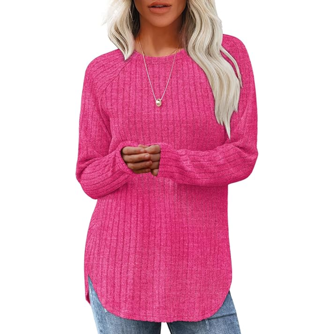 Loose Fit Crew Neck Sweater Tunic - Barbara