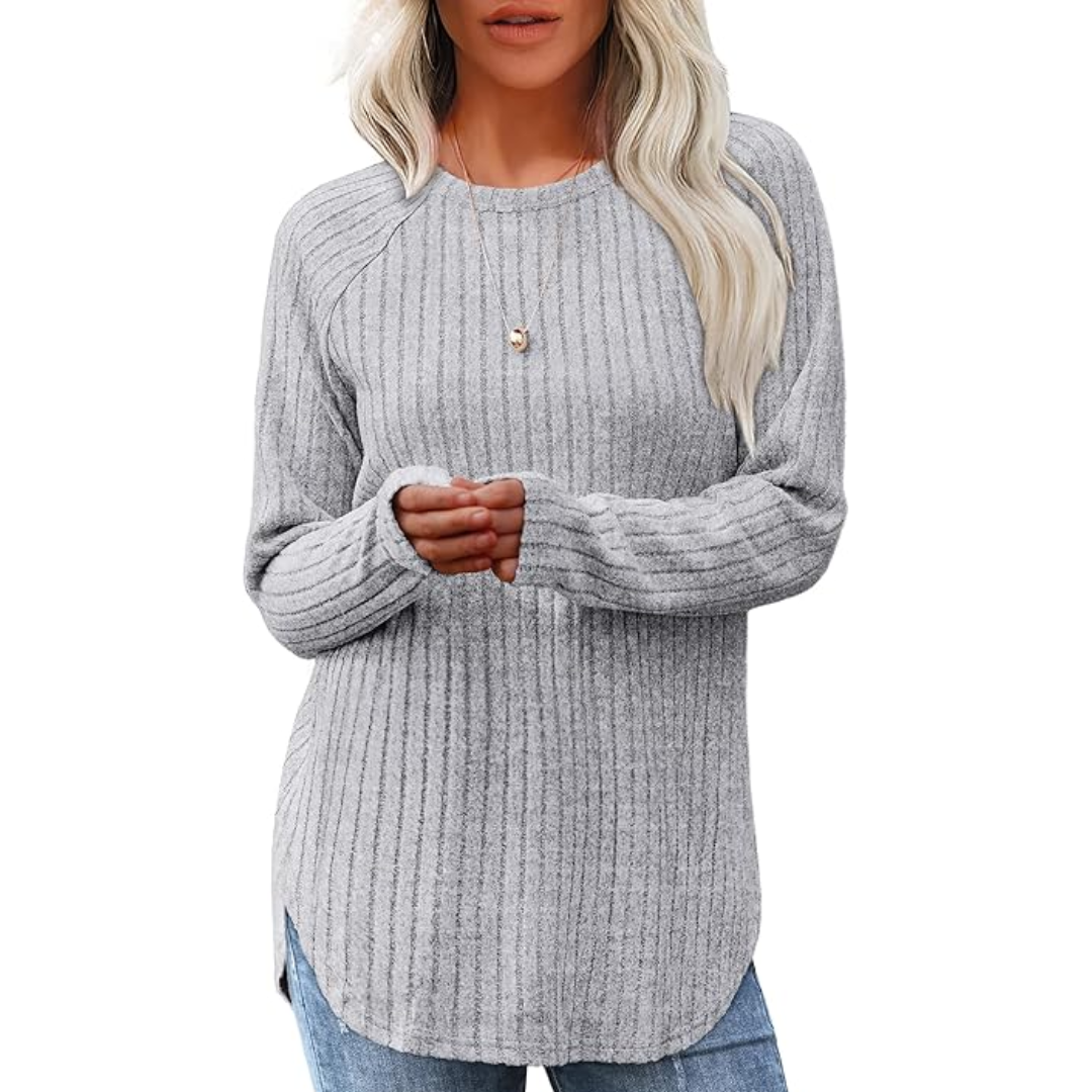 Loose Fit Crew Neck Sweater Tunic - Barbara