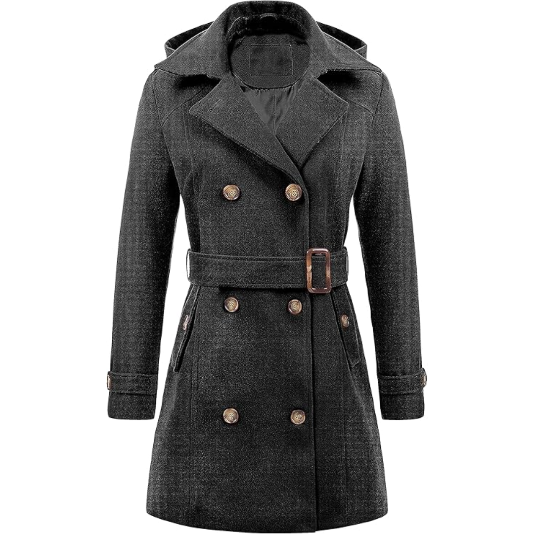 Dames Gewatteerde Wintertrenchcoat met Capuchon - Nina