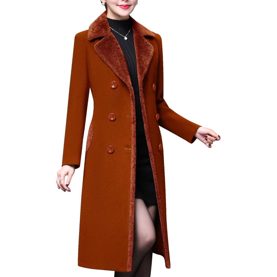 Dubbelbreasted Midi Wol Peacoat - Denise