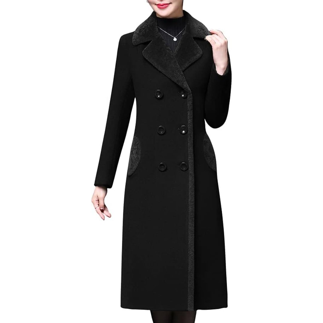 Dubbelbreasted Midi Wol Peacoat - Denise