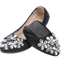 Glitterende Rhinestone Ballerina Flats - Yelena