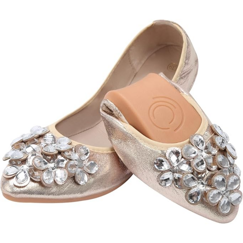 Glitterende Rhinestone Ballerina Flats - Yelena