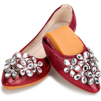 Glitterende Rhinestone Ballerina Flats - Yelena