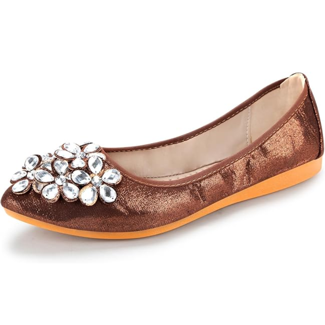 Glitterende Rhinestone Ballerina Flats - Yelena