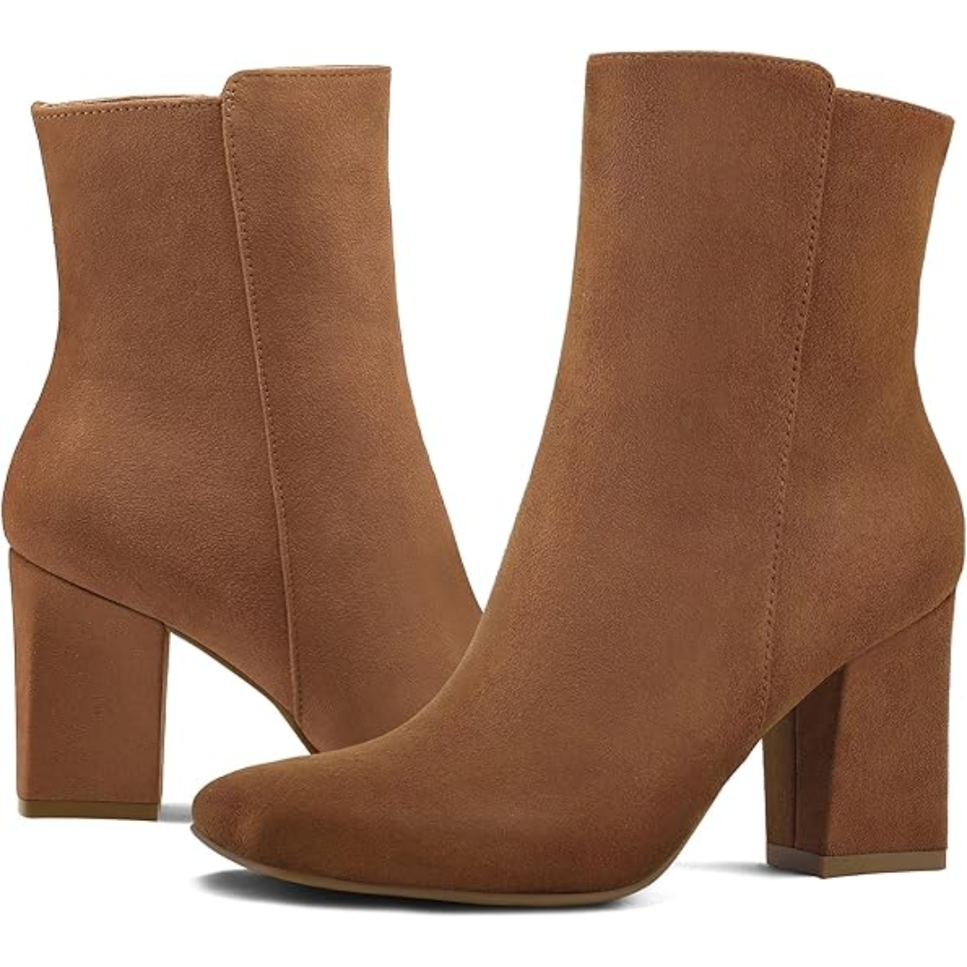 Chunky Block Heel Enkellaarsjes - Jamie