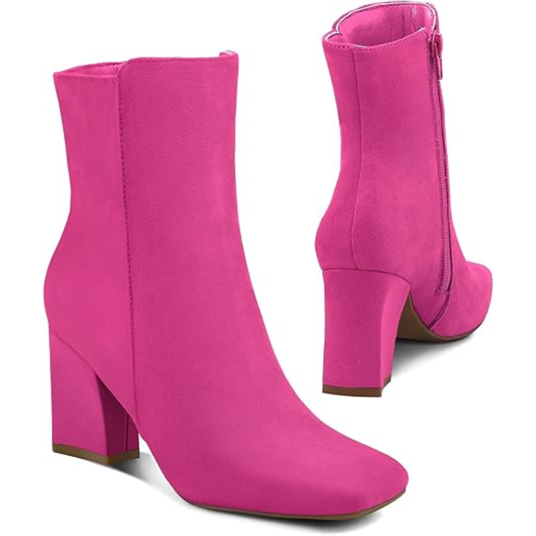 Chunky Block Heel Enkellaarsjes - Jamie