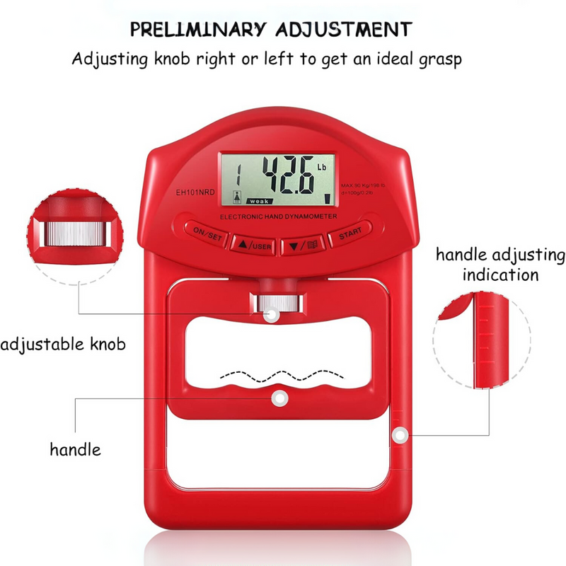 Digitale Hand Dynamometer Grip Krachtmeter - 90Kg Capaciteit