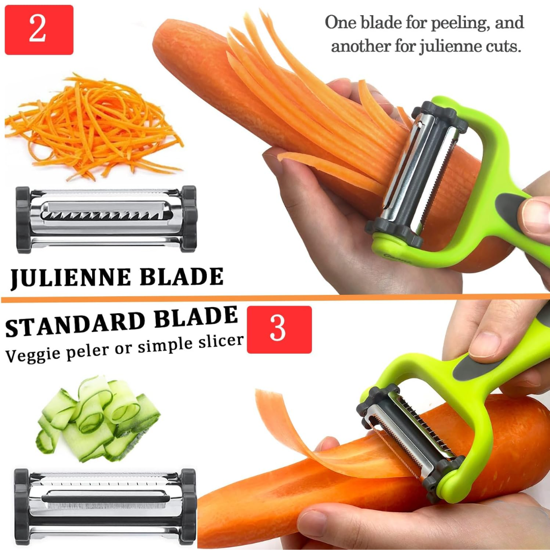 3-in-1 Groente Schiller met Julienne Mes