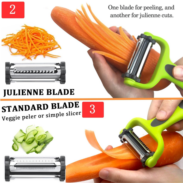 3-in-1 Groente Schiller met Julienne Mes