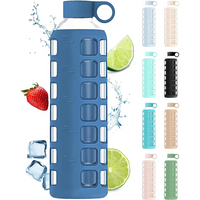 Glazen Waterfles met Tijdmarkeringen & Siliconen Huls