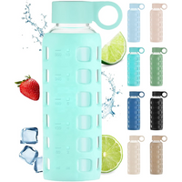 Glazen Waterfles met Tijdmarkeringen & Siliconen Huls
