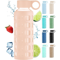 Glazen Waterfles met Tijdmarkeringen & Siliconen Huls