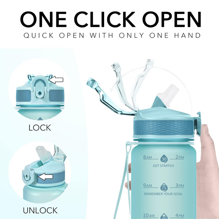 900ml Motivational Waterfles met Rietje