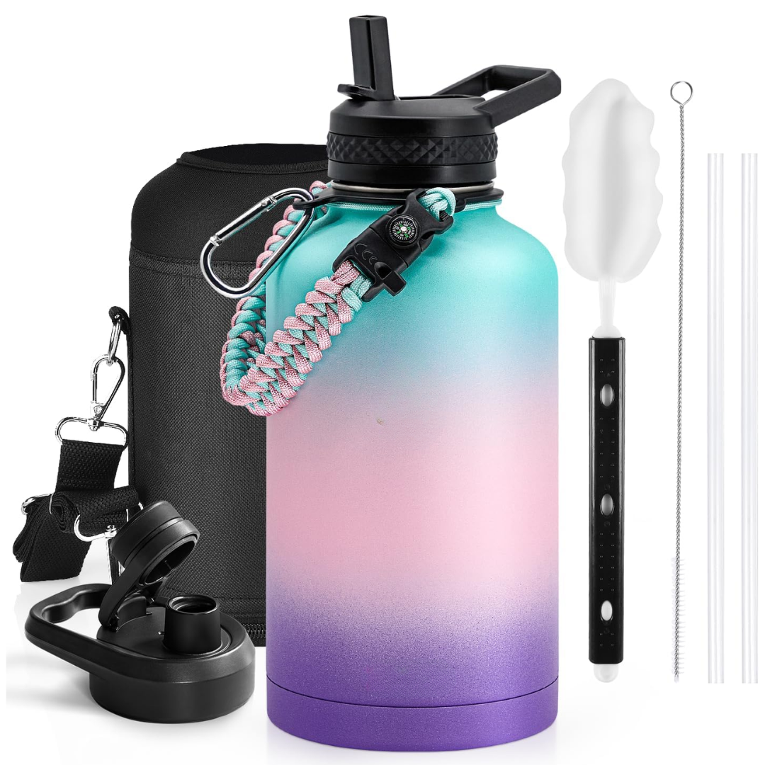 Geïsoleerde Waterfles – Lekvrij & BPA-vrij met Paracord Handvat
