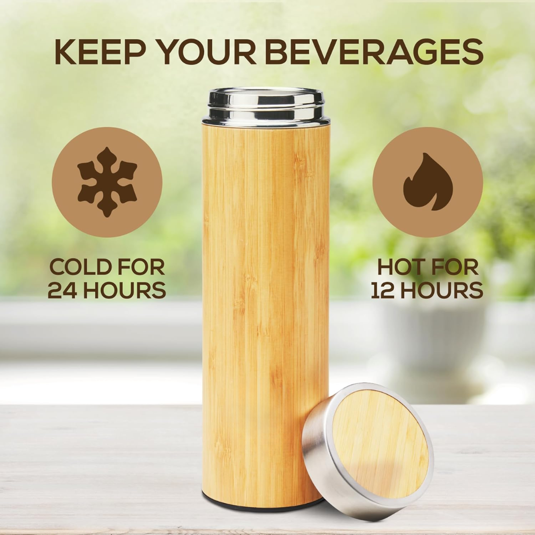 Geïsoleerde Premium Bamboe Loose Leaf Thee Infuser Fles - 500ml