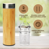 Geïsoleerde Premium Bamboe Loose Leaf Thee Infuser Fles - 500ml