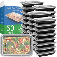 50-Pack Herbruikbare Maaltijd Prep Containers met Deksel, Lekvrij