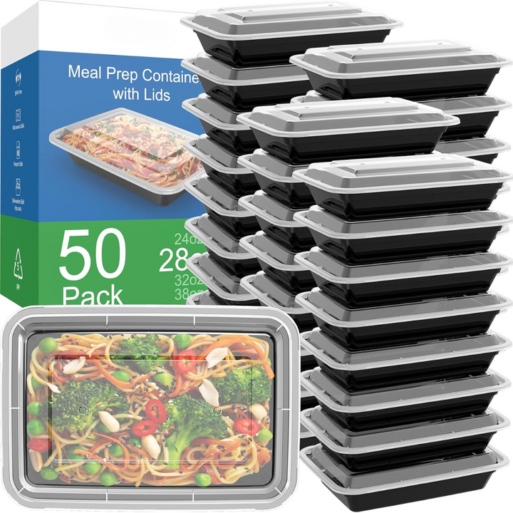 50-Pack Herbruikbare Maaltijd Prep Containers met Deksel, Lekvrij