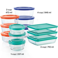 12-Pack Gemengde Glazen Voedselopslag Containers met Deksel