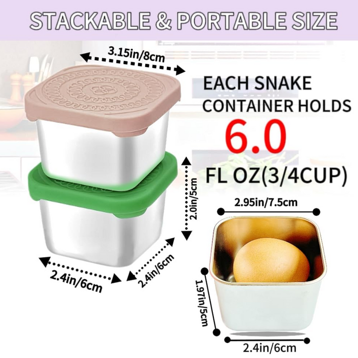 175ml RVS Snackdozen voor Kinderen - 6-Pack