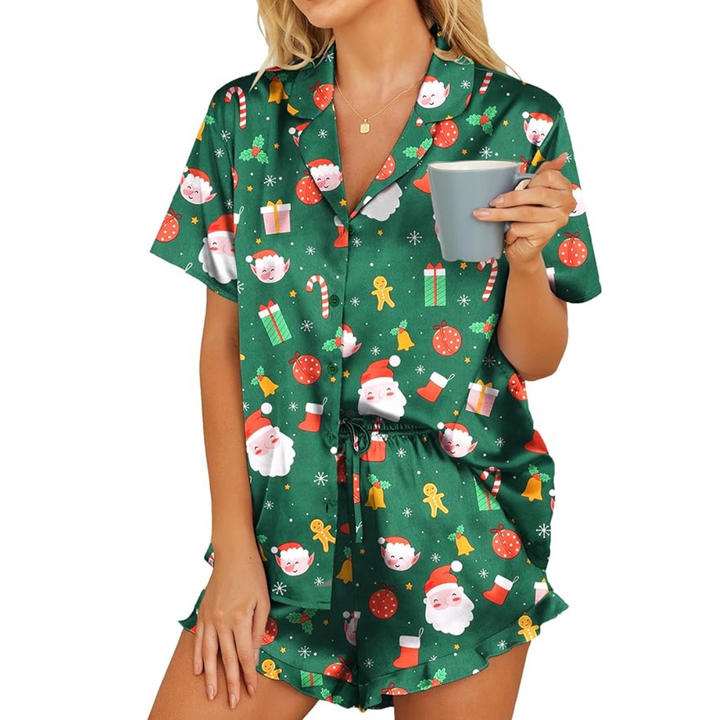 Satijnen Dames Kerst Pyjama Set - SatinGlam