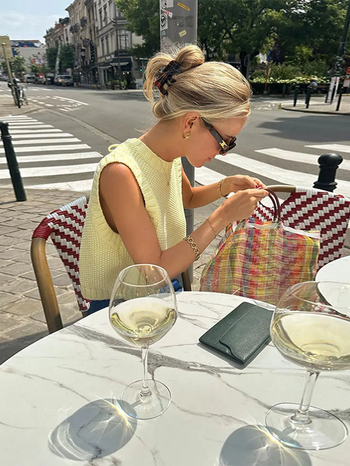 Gele Dames Knit Top met Luchtige Breistructuur – Eliza
