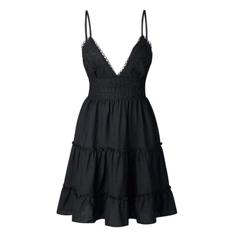Luchtige & stijlvolle mini-spaghetti-jurk met V-hals – Melina