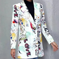 Vintage Casual Blazer met Onregelmatig Print - Aria