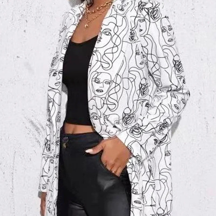 Vintage Casual Blazer met Onregelmatig Print - Aria