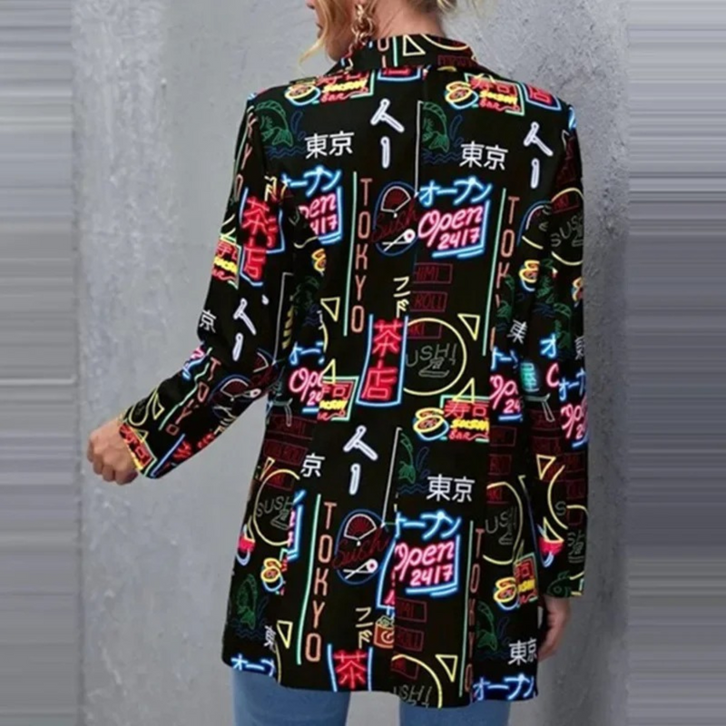Vintage Casual Blazer met Onregelmatig Print - Aria