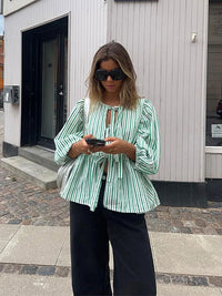 Geruite Dames Blouse met Pofmouwen – Maeve