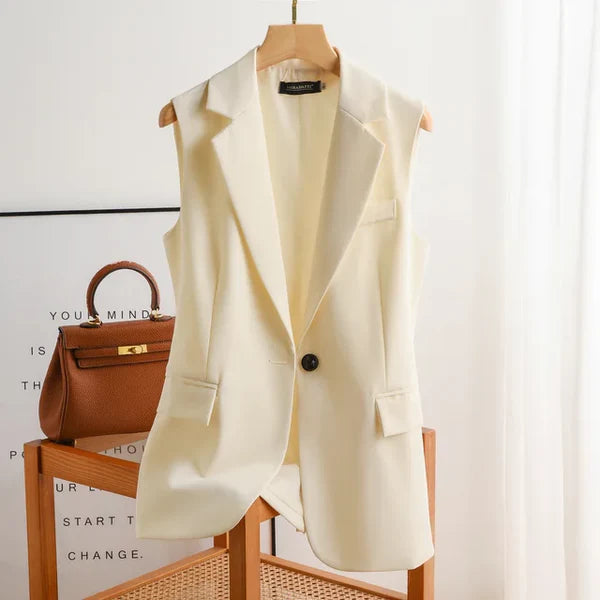Trendy Mouwloze Blazer - Celeste
