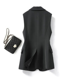 Trendy Mouwloze Blazer - Celeste