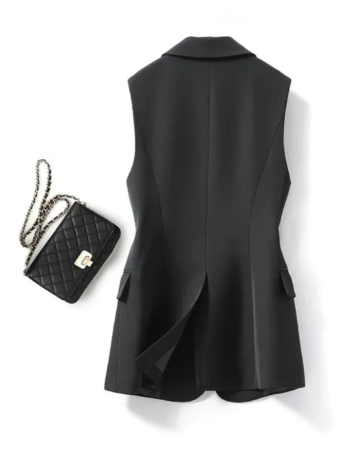 Trendy Mouwloze Blazer - Celeste
