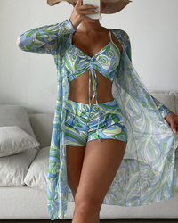 Driedelige Bikiniset met Hoge Taille en Cover-Up – Marisse