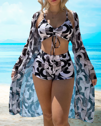 Driedelige Bikiniset met Hoge Taille en Cover-Up – Marisse
