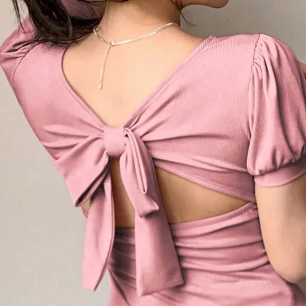 Trendy Roze Dames Top met Vierkante Halslijn - Celeste