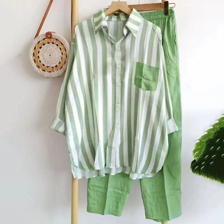 Casual Blouse- en Broekenset van Luchtige Stof – Noémie