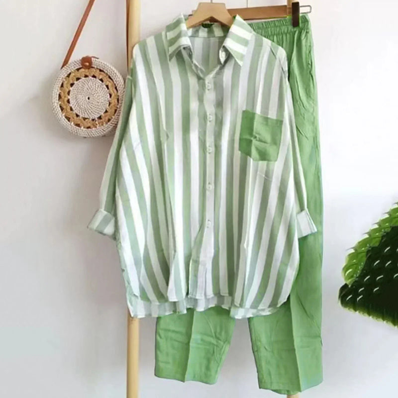 Casual Blouse- en Broekenset van Luchtige Stof – Noémie