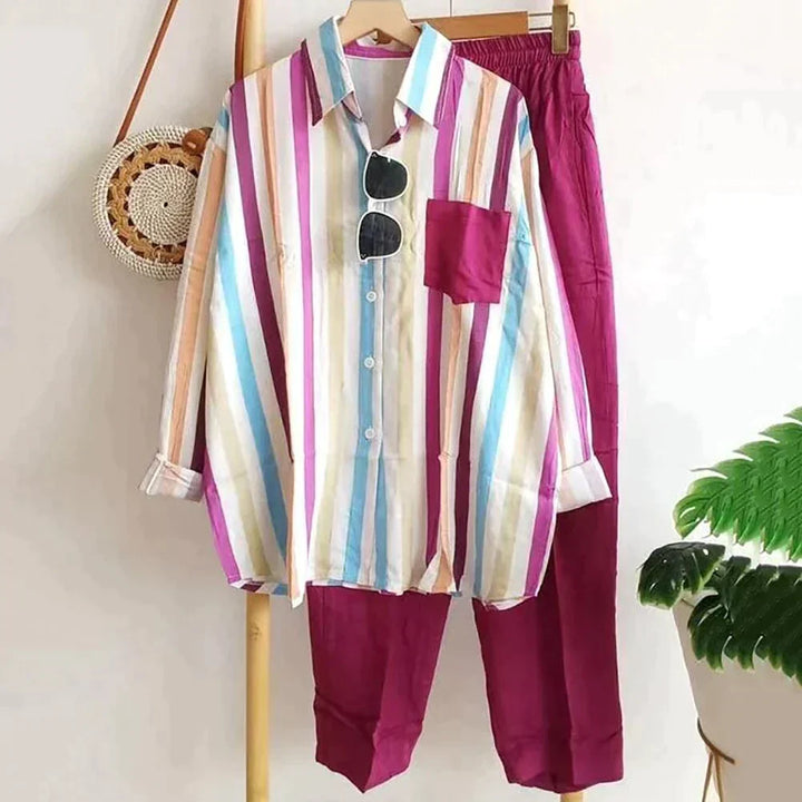 Casual Blouse- en Broekenset van Luchtige Stof – Noémie